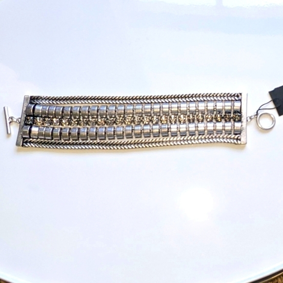 Express Silver and Rhinestone Dainty Grunge Bracelet - Picture 5 of 5